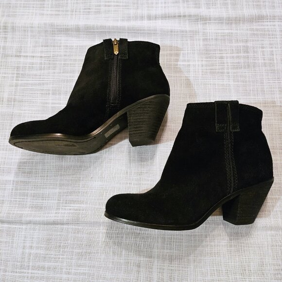 SAM EDELMAN Black Leather Suede Laredo Booties Size 7.5 - Picture 4 of 7